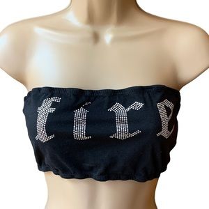 Fire‎ Black Sparkly Bandeau Top M